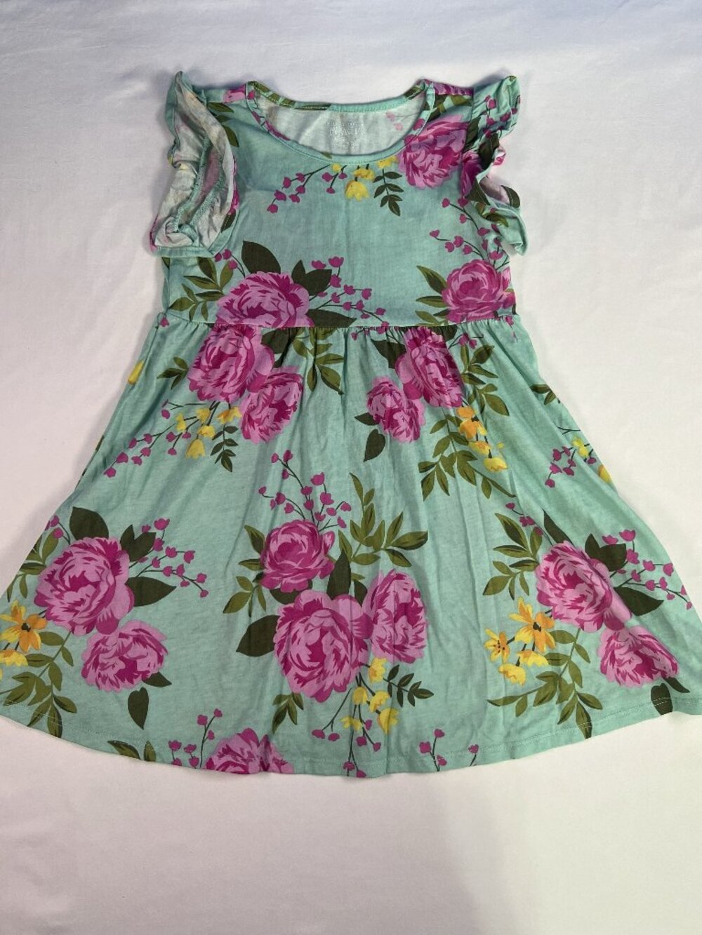 The Children's Place Girls' Short Sleeve Floral Print Knit Skater Dress 5T